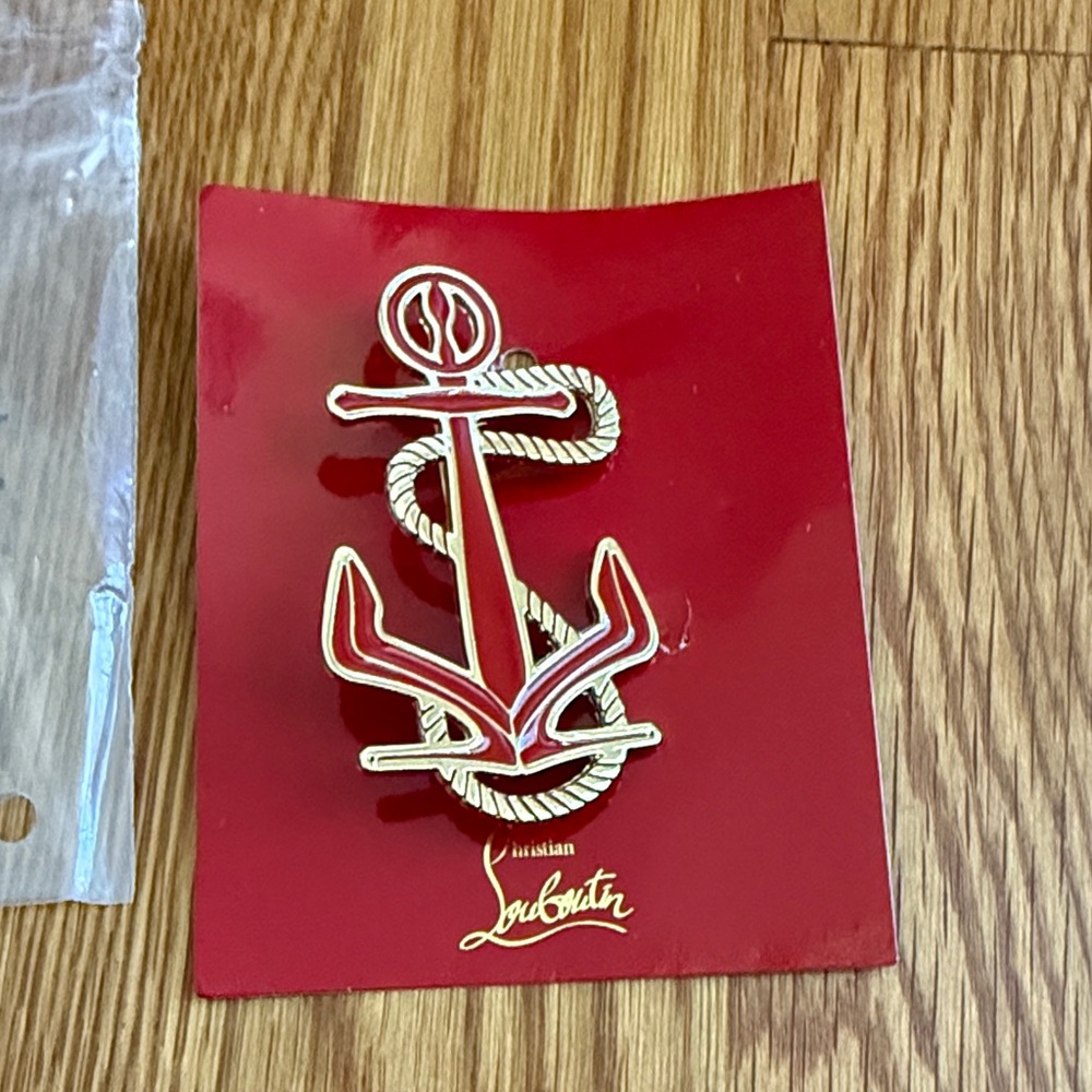 Christian Louboutin Red and Gold Anchor Brooch